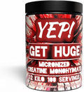 YEP Get Huge Micronized Creatine Monohydrate - Fast-Absorbing Ultra-Filtered Micronized Creatine Monohydrate Powder - Unflavored - 500 Grams / 100 Servings