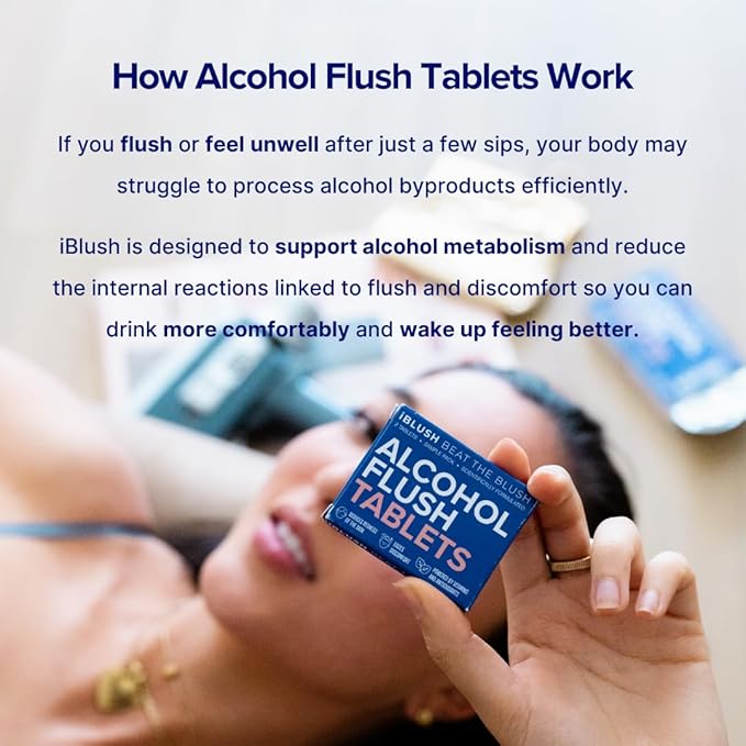 Alcohol Flush Tablets – High-Potency Support for Redness &amp Drinking Discomfort | Science-Backed Option for Asian Glow &amp Alcohol Sensitivity | 20 Tablets