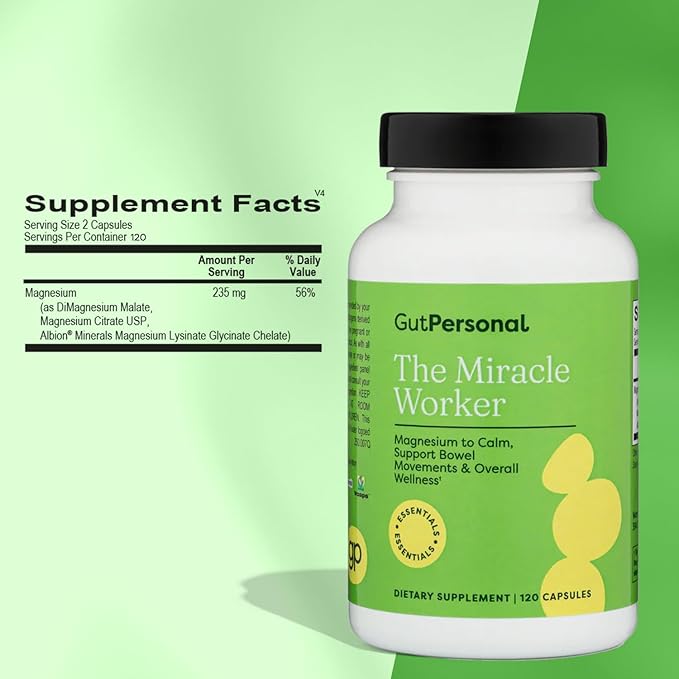 The Miracle Worker Magnesium Capsule Supplement: Reduce Stress and Improve Sleep Quality and Regularity While Easing Muscle Cramps Capsules 60 Servings 120 ct