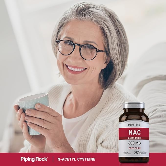 Piping Rock NAC Supplement N-Acetyl Cysteine | 600mg | 250 Capsules | Free Form Pills for Women and Men | Non-GMO Gluten Free
