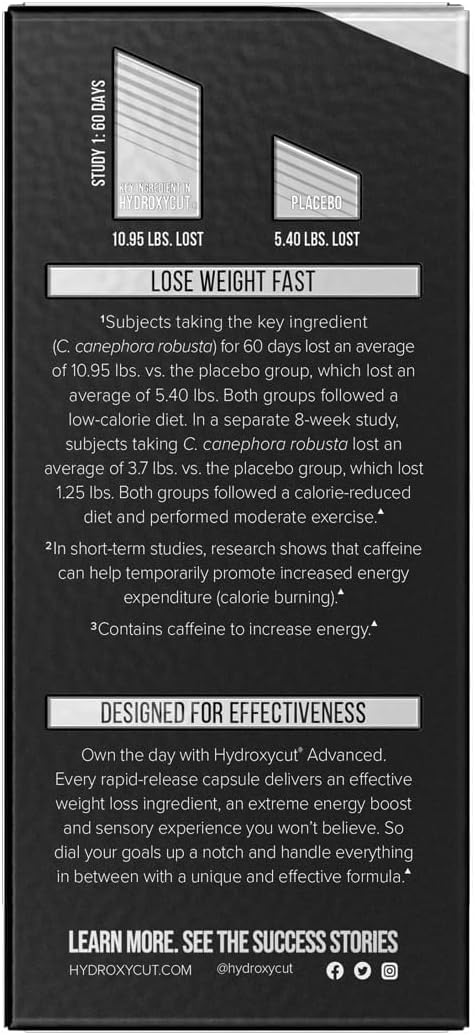 Hydroxycut Advanced - 60 Rapid-Release Liquid Capsules - Thermogenic Calorie Burn Maximize Energy - for Women &amp Men