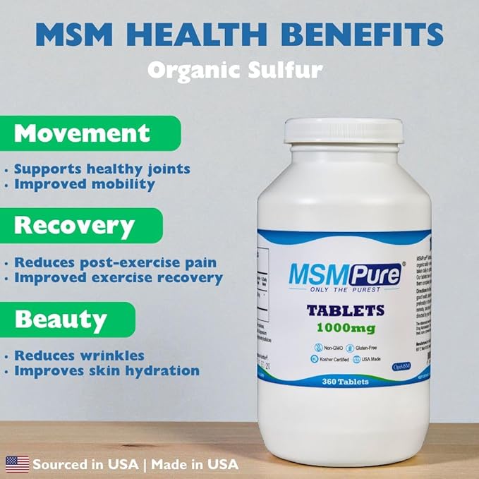 KALA HEALTH MSMPure Advanced Joint Support Tablets – Glucosamine Chondroitin OptiMSM Ester-C &amp Manganese for Joint Health Flexibility &amp Mobility – Vegetarian-Sourced Glucosamine 360 Count