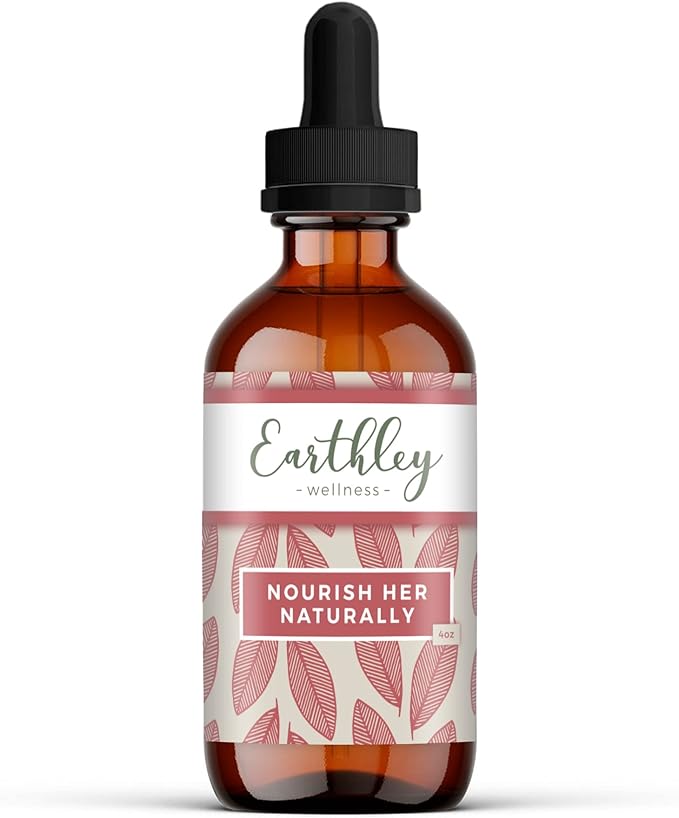 Earthley Wellness Nourish Her Naturally Liquid Botanical Multivitamin for Women with Raspberry Leaf Dandelion Leaf Alfalfa and Nettles Supports Energy Gut Health and Wellness (4oz Nourish Her)