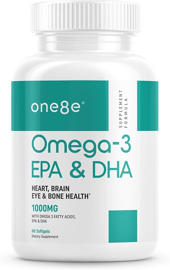 Omega-3 Fish Oil with EPA &amp DHA Triglyceride Form Purity Tested Non-GMO 60 Count - Supports Heart Brain &amp Eye Health