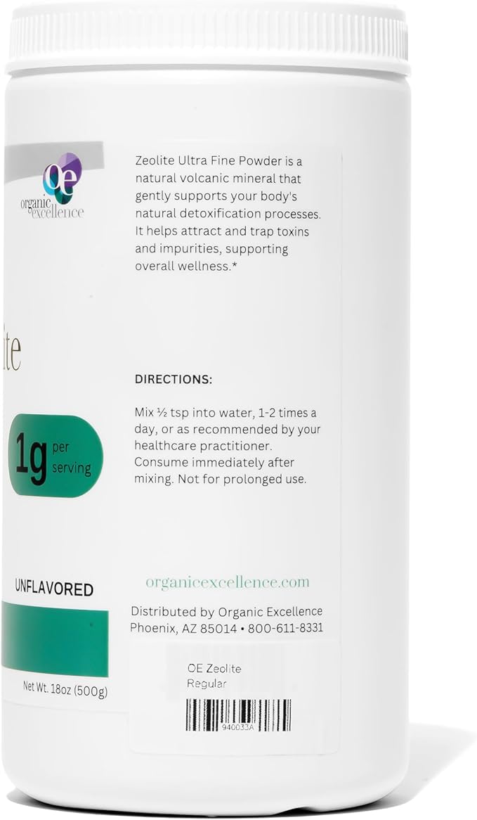 Organic Excellence Zeolite Clinoptilolite Powder – Pure Micronized Mineral Supplement – Supports Gut Health Cleansing Support &amp Internal Balance – Non-GMO Vegan – 500 Servings