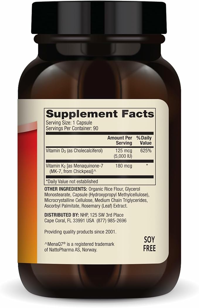 Dr. Mercola Vitamins D3 &amp K2 - Supports Immune Brain Cardiovascular Respiratory &amp Bone Health - GMO-Free Gluten-Free &amp Soy-Free - 90 Capsules (90 Servings)