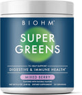 BIOHM Super Greens Green Superfood Powder (8.5 Oz 30 Servings) Antioxidant Veggie Powder &amp Smoothie Mix 34 Superfoods &amp Spirulina Digestive Enzymes Prebiotics and Probiotics Mixed Berry