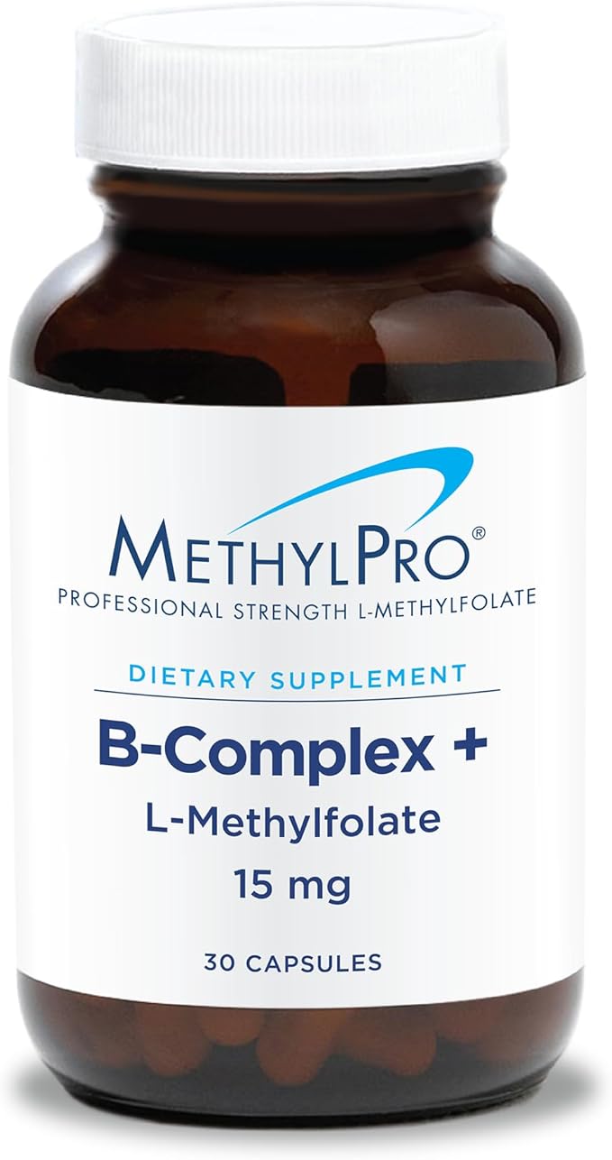 MethylPro B Complex + L-Methylfolate 15 mg - Bioavailable Methylated Vitamin Blend - Supports Energy and Stress - Vegetarian &amp Hypoallergenic - 30 Servings - 30 Capsules