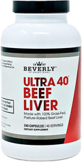 Beverly International Ultra 40 Beef Liver 240 Capsules 100% Pure Grass-Fed. Promotes Strength Endurance Immune Support and Overall Wellness