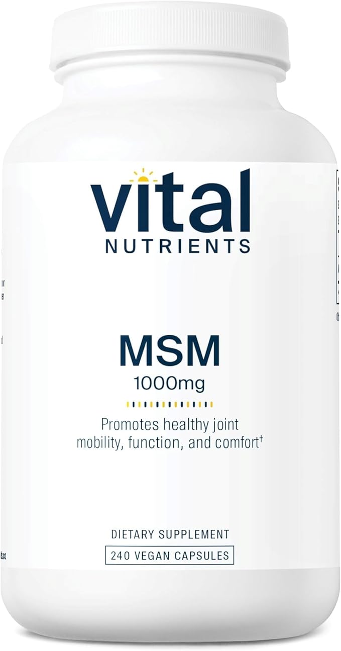 Vital Nutrients MSM 1000mg - Promotes Healthy Joint Mobility Function and Comfort* - Natural Form of Organic Sulfur - Gluten Dairy Soy Free - Non-GMO - 240 Capsules
