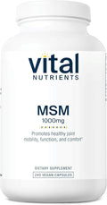 Vital Nutrients MSM 1000mg - Promotes Healthy Joint Mobility Function and Comfort* - Natural Form of Organic Sulfur - Gluten Dairy Soy Free - Non-GMO - 240 Capsules