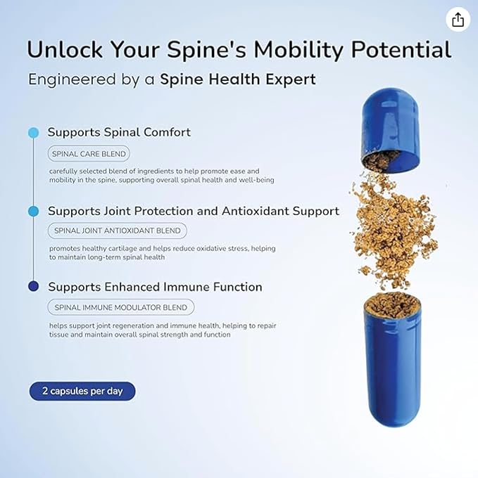 Daily Spine &amp Joint Supplement - NSF Certified - Neurosurgeon Formulated to Support Joint Health &amp Balance Functional Longevity - Devils Claw Chondroitin Glucosamine - 60 Capsules