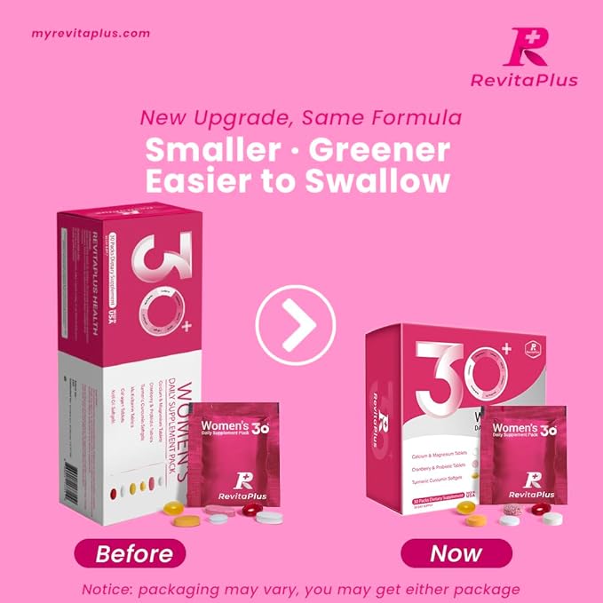 RevitaPlus Multivitamin for Women with Vitamin ABCD3EK2Biotin CollagenKrill OilCranberries Supports EnergyWellnessBeauty and Immune - Vitamin Packs for Women Health 30 Packs
