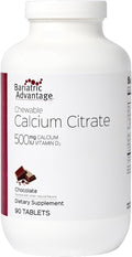 Bariatric Advantage Calcium Citrate Chewable 500 mg - for Bariatric Surgery Patients - High-Potency Easy-Digest Tablets - Calcium Citrate - Bone Strength Supplements* - Chocolate - 90 Count