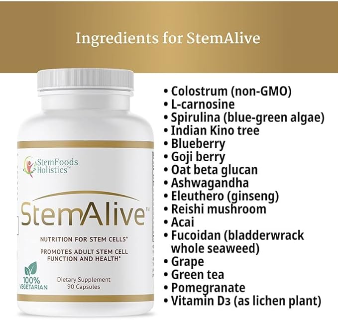 StemAlive - Promotes stem Cell Nutrition Function and Health 90 Capsules from 100% Natural Sources