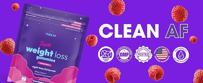 Night Time Fat Burner Gummies Sleep Supplement &amp Weight Loss | Skinny Vitamin | Appetite Suppressant &amp Metabolism Booster | Nighttime Diet Gummies for Women &amp Men