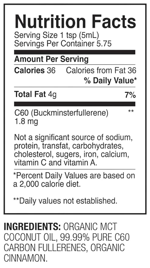 C60 Purple Power Cinnamon Flavored C60 MCT Coconut Oil - Travel Size - Organic Cold-Pressed Coconut Oil - 99.99% Pure C60 Carbon Fullerenes - Boost Energy &amp Mental Focus (1oz)