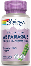 SOLARAY Asparagus 175 mg Supplement with Whole Root - Asparagus Extract Capsules for Men &amp Women Urinary Tract &amp Digestive Health Support Vegan Formula - 60 Veg Caps