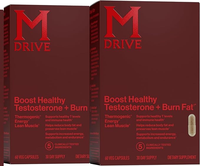 Mdrive Boost and Burn Testosterone Support Supplement with Zinc KSM-66 Ashwagandha 120 Capsules