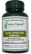 Green Organic Supplements' Alpha Lipoic Acid Complex ALA 90 VCaps Alpha Lipoic Acid Capsules (Pack of 1)