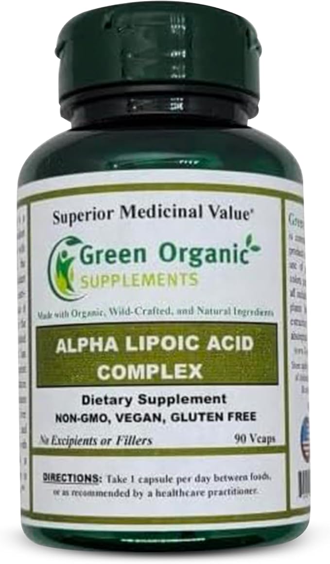 Green Organic Supplements' Alpha Lipoic Acid Complex ALA 90 VCaps Alpha Lipoic Acid Capsules (Pack of 1)