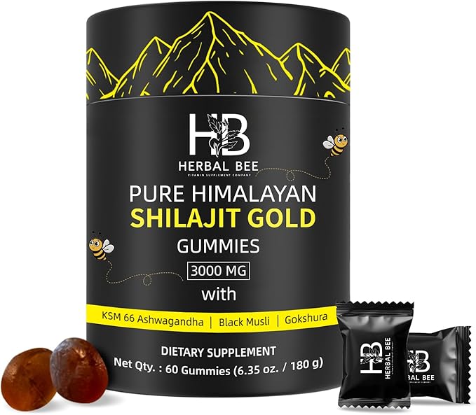 Shilajit Gummies: Pure Himalayan Shilajit with Ashwagandha &amp Fulvic Acid 85+ Micronutrients Trace Minerals - No Added Sugar 100% Natural &amp Organic Non-GMO for Men &amp Women | 60 Gummies