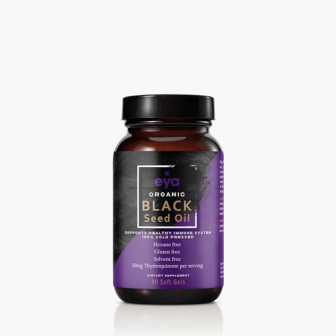 Organic Egyptian Black Cumin Seed Oil (90 Soft Gel Capsules) Cold-Pressed Unrefined Heavy Metal Tested for Purity &amp Quality Support Healthy Gut Bacteria &amp Immune System Vegan