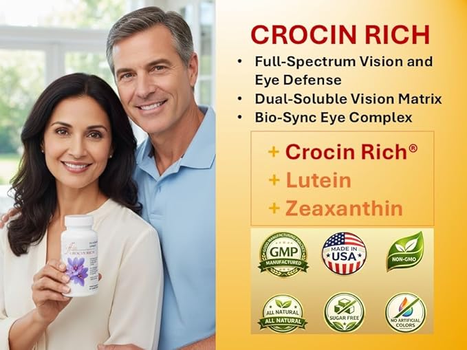 Crocin Eye Health Supplement | Supports Eye Pressure Vision &amp Macular Health | Crocin Rich with Lutein &amp Zeaxanthin (60 Tablets)