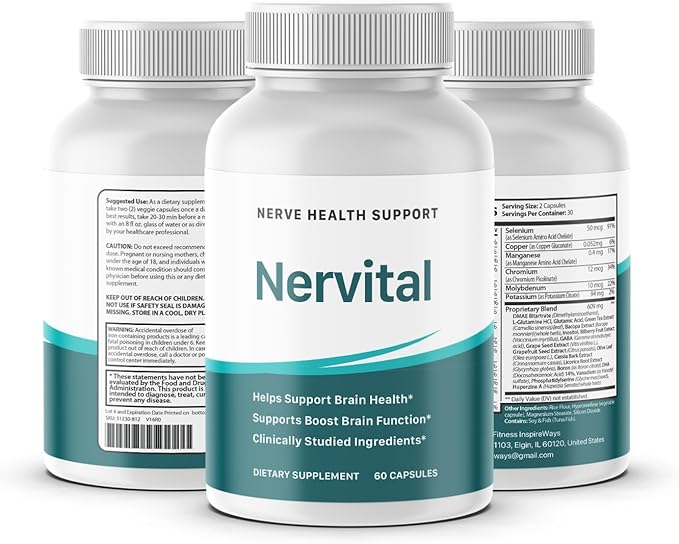 Nervital for Nerve Health Support - Nervital Brain Health Dietary Supplement - Nervital Support Boost Brain Function - 60 Count (2-Bottles)