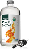 Natural Force Organic Pure C8 MCT Oil – Liquid MCT Oil in Glass Bottle Container – Concentrated Caprylic Acid – Keto Paleo Kosher Vegan &amp Non-GMO – Lab Tested for Quality and Purity 32 Ounce