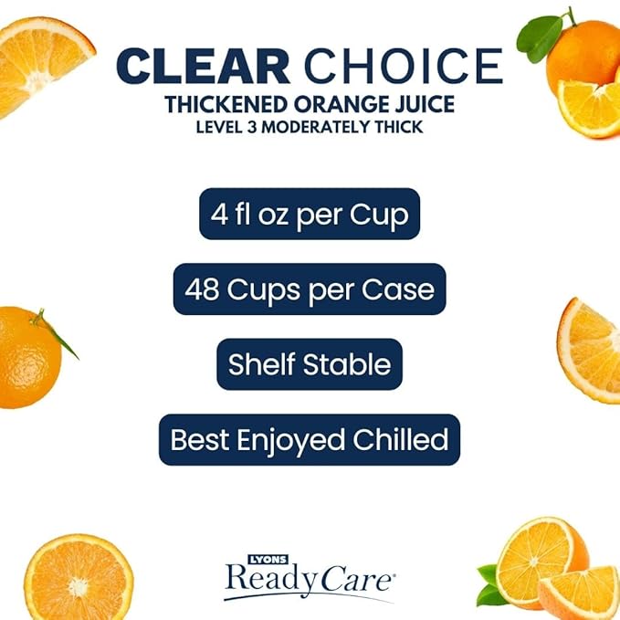 Lyons ReadyCare Thickened Orange Juice for Dysphagia &amp Swallowing Difficulty - Honey Consistency Level 3 Moderately Thick - 4 fl oz (48 pack)