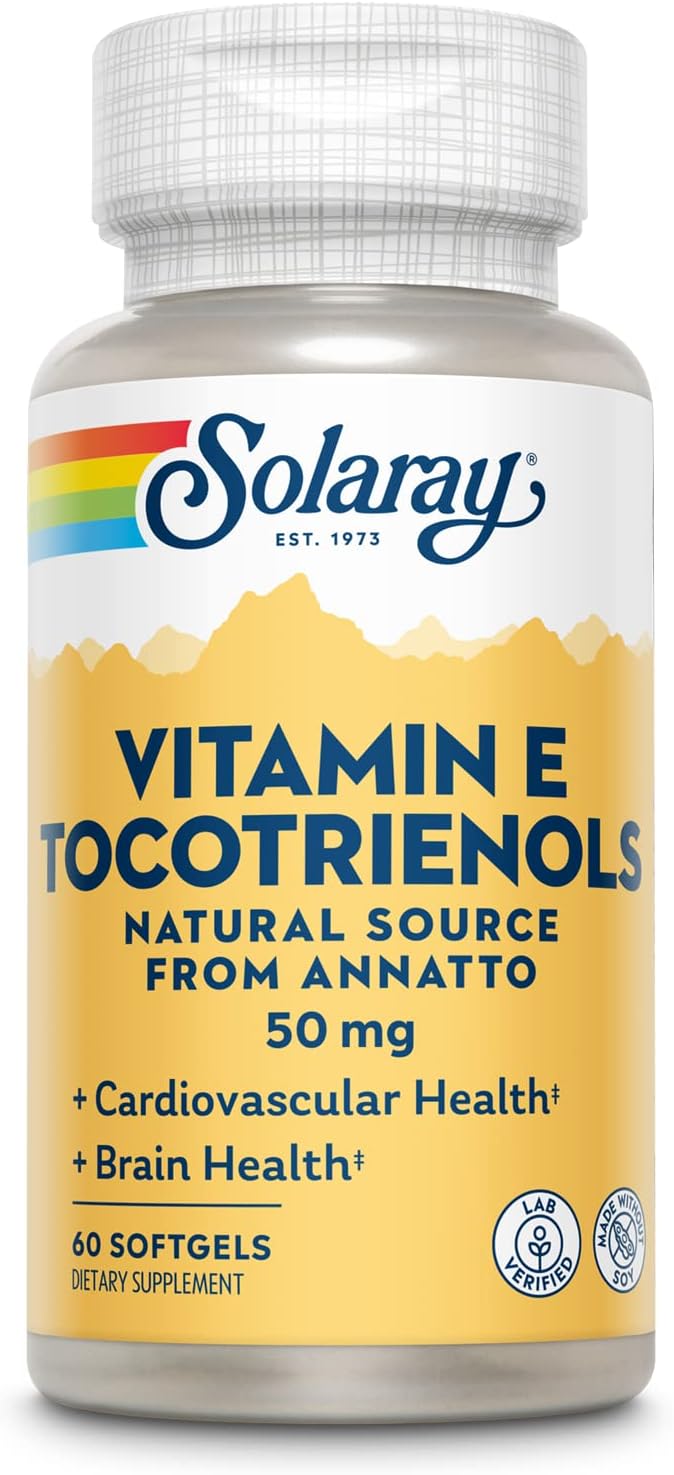 SOLARAY Vitamin E Tocotrienols 50mg | Healthy Brain Function Support | Soy Free | 50ct