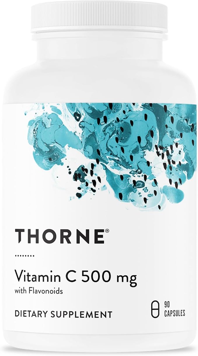 THORNE - Vitamin C 500 mg - Blend of Vitamin C and Citrus Bioflavonoids from Oranges - Supports Immune System Cellular Energy Production &amp Collagen Production* - Third-Party Certified - 90 Servin