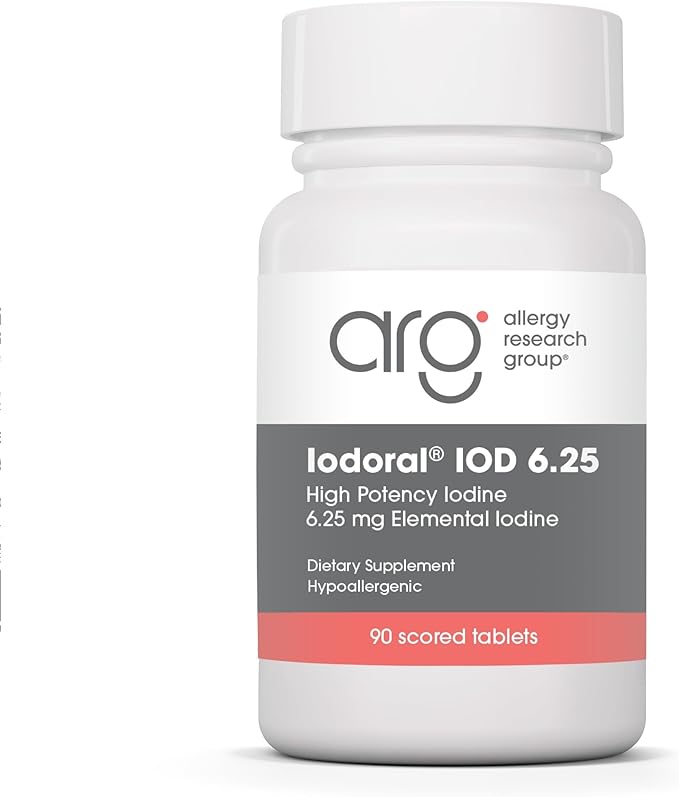 ARG Optimox Iodoral 6.25 mg - Iodine &amp Potassium Iodide Supplement for Thyroid &amp Metabolic Balance Support - Free of Soy &amp Gluten - 90 Servings - 90 Tablets