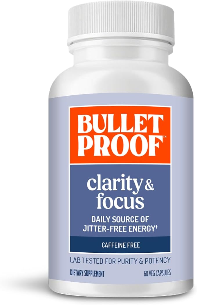 Bulletproof Clarity &amp Focus Capsules 60 Count Caffeine-Free Supplement to Promote Mental Clarity and Alertness