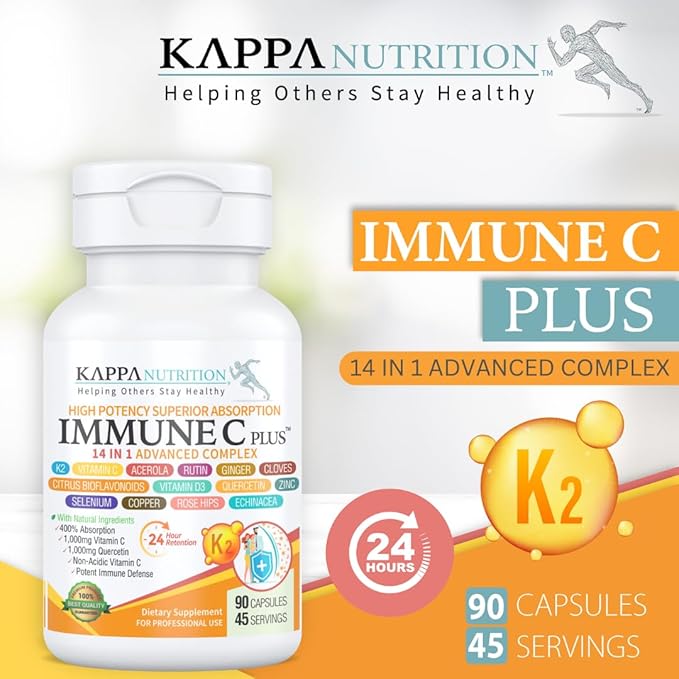 Quercetin 1000mg Vitamin C 1000mg Zinc 50mg Vitamin D3 5000iu Selenium Copper Acerola Ginger Rutin Bitter Orange Rose Hips Echinacea Immune C Plus 14 in 1 Immune C Plus (120 Count)