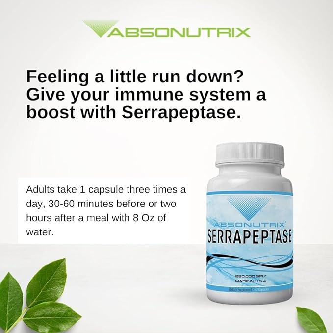 Absonutrix Serrapeptase 250000 Units serratiopeptidase antioxidant 60 Vegetable Capsules Made in USA