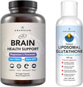 AMANDEAN Premium Brain Health Supplement &amp Liposomal Glutathione Bundle. Triple Formula with Magnesium L-Threonate USA-Grown Organic Lion’s Mane 6:1 Extract and Alpha-GPC. Support Cognition Foc