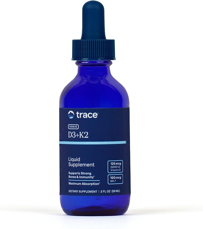 Trace Minerals | Liquid Ionic Vitamin D3 + K2 | 125 mcg (5000 IU) D3 100 mcg K2 | Concentrated Dietary Supplement | 2 fl oz. 296 Servings