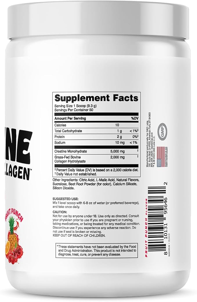 Bucked Up Creatine + Collagen for Women Essentials (50 Servings) - Fruit Punch