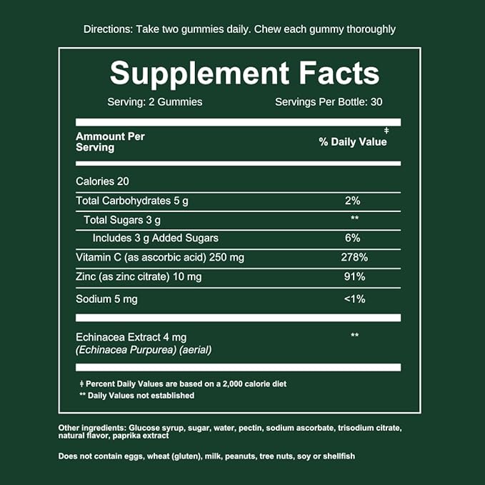 WEEM Immune Support Gummies - Vitamin C - Zinc - Echinacea - Health System Support - Alternative to Pills Gluten-Free Natural Supplement for Kids and Adults - 3 Pack