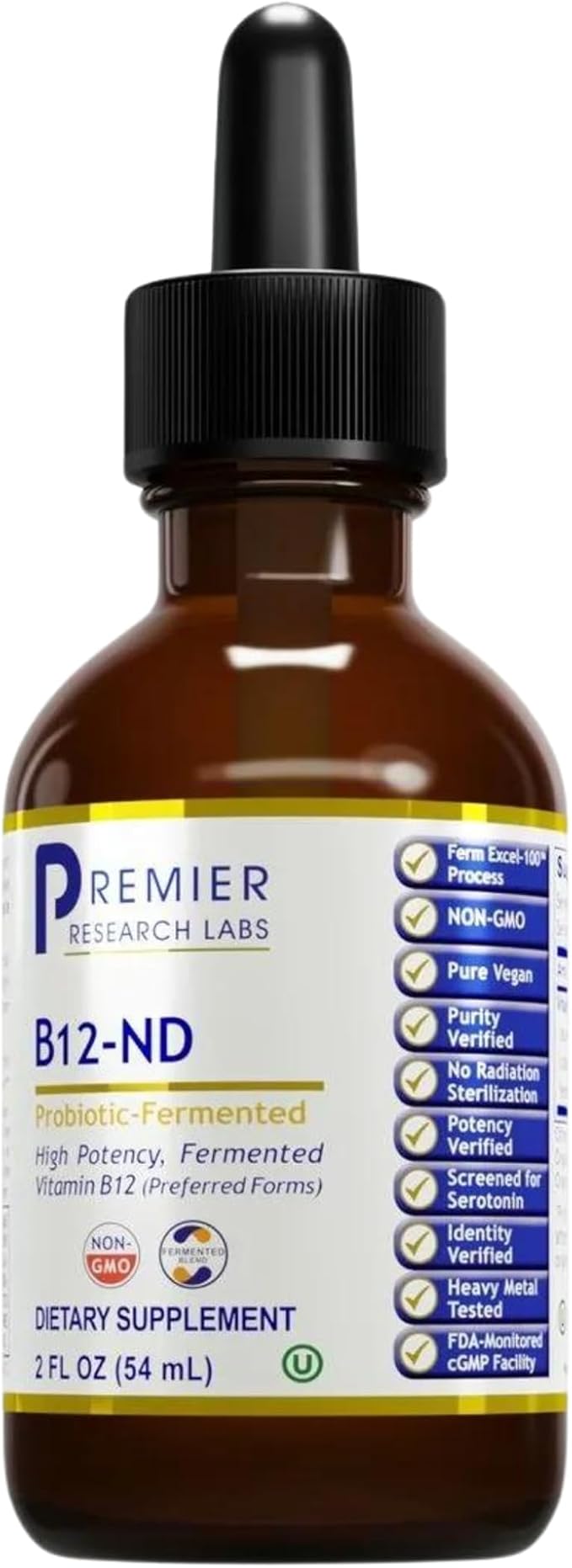 Premier Research Labs B12-ND - Vitamin B12 Liquid B12 Vitamins B12 Drops B-12 Tincture with Methylcobalamin Adenosylocobalamin Hydroxcobalamin 1000 mcg B12 Per Serving - 2 Fl Oz