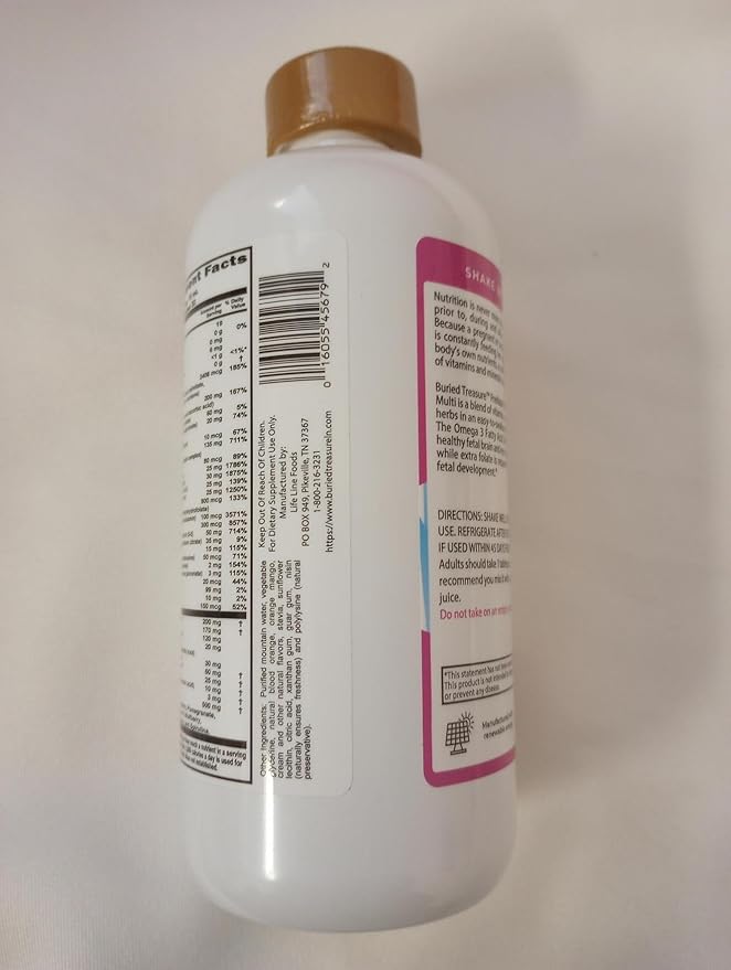 Buried Treasure Prenatal Plus DHA Complete 16 oz Natural DHA Omega3 Iron