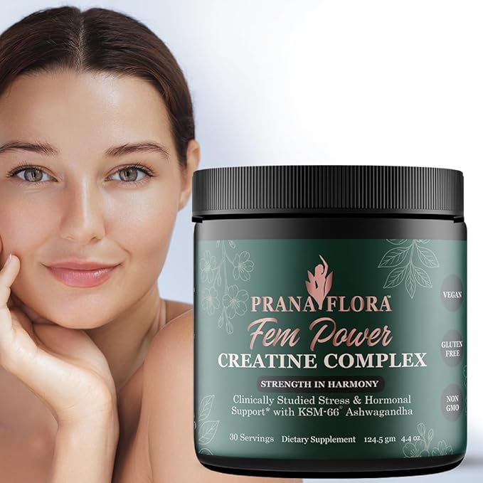 FemPower Creatine for Women - Micronized Creatine Monohydrate with KSM-66 Ashwagandha for Strength Brain Health and Hormonal Balance - Unflavored 30 Servings