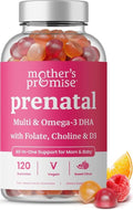 Prenatal Vitamin Gummies with DHA | Vegan Prenatal Vitamins for Women with Omega 3 Methylfolate Choline &amp D3 Pregnancy Vitamins for Fetal Development | Gummy Multivitamin Supplement 120 Count