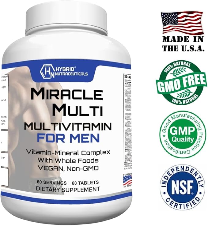 Performance Blend Best Multivitamin for Men Vitamin and Mineral Supplement with Probiotics Superfood Enzyme Blend for Optimized Heart Prostate Stamina Energy Non-GMO 60 Day Supply