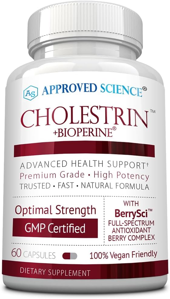 Approved Science Cholestrin - Lipid Level Support - Antioxidants Lecithin Berberine HCL Berries BioPerine - 60 Capsules - Pack of 1