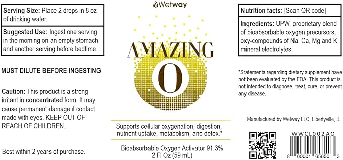 Amazing-O Oxygenating Nutritional Supplement from Stabilized Liquid Ozone Oxygen Ions and Electrolytes. Amazing-O Improves Nutrient Absorption and Boosts Energy. Concentrated [2 Oz].