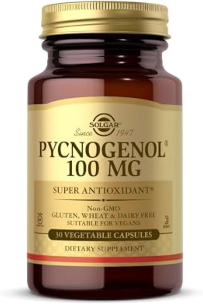 Solgar Pycnogenol 100 mg 30 Vegetable Capsules - Antioxidant Protection - Healthy Leg &amp Vein Support - Non-GMO Vegan Gluten Free Dairy Free Kosher - 30 Servings