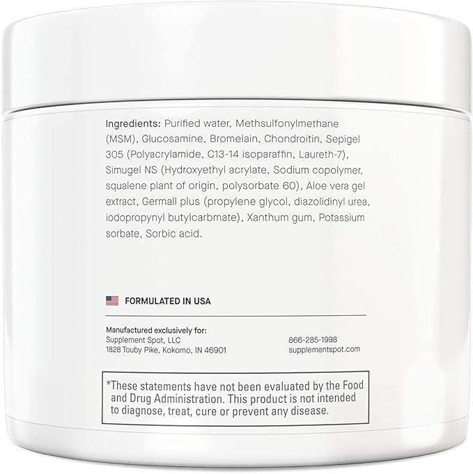 Glucosamine Chondroitin MSM Gel (4 oz) - with Glucosamine Chondroitin MSM &amp Bromelain to Support Joint Health– for Women &amp Men (90 Day Supply)